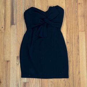 Lush Black Strapless Dress with Bow Detail